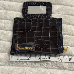 SeneGence International Cosmetic Pouch Mirror Crocodile Embossed Zippered Wallet